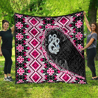 Pink Taniko Motif Aotearoa Manaia and Silver Fern Quilt LT03 - Polynesian Pride
