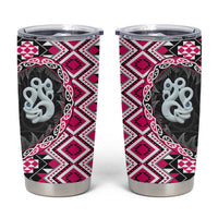 Pink Taniko Motif Aotearoa Manaia and Silver Fern Tumbler Cup