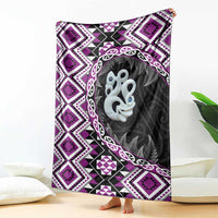 Purple Taniko Motif Aotearoa Manaia and Silver Fern Blanket