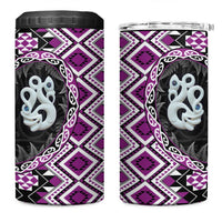 Purple Taniko Motif Aotearoa Manaia and Silver Fern 4 in 1 Can Cooler Tumbler