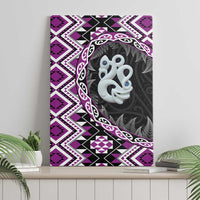 Purple Taniko Motif Aotearoa Manaia and Silver Fern Canvas Wall Art
