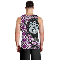 Purple Taniko Motif Aotearoa Manaia and Silver Fern Men Tank Top