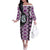 Purple Taniko Motif Aotearoa Manaia and Silver Fern Off The Shoulder Long Sleeve Dress