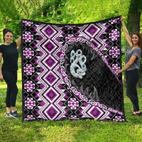 Purple Taniko Motif Aotearoa Manaia and Silver Fern Quilt LT03 - Polynesian Pride