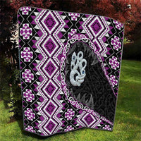 Purple Taniko Motif Aotearoa Manaia and Silver Fern Quilt LT03 - Polynesian Pride