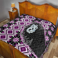 Purple Taniko Motif Aotearoa Manaia and Silver Fern Quilt LT03 - Polynesian Pride
