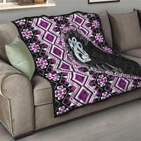 Purple Taniko Motif Aotearoa Manaia and Silver Fern Quilt LT03 - Polynesian Pride