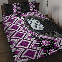 Purple Taniko Motif Aotearoa Manaia and Silver Fern Quilt Bed Set