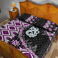Purple Taniko Motif Aotearoa Manaia and Silver Fern Quilt Bed Set