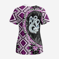 Purple Taniko Motif Aotearoa Manaia and Silver Fern Scrub Top - Polynesian Pride