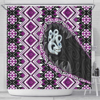 Purple Taniko Motif Aotearoa Manaia and Silver Fern Shower Curtain LT03 - Polynesian Pride
