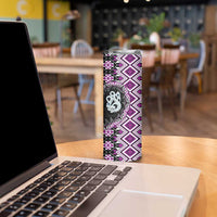 Purple Taniko Motif Aotearoa Manaia and Silver Fern Skinny Tumbler
