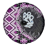 Purple Taniko Motif Aotearoa Manaia and Silver Fern Spare Tire Cover