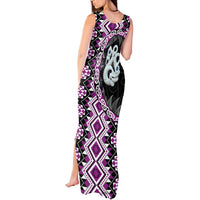 Purple Taniko Motif Aotearoa Manaia and Silver Fern Tank Maxi Dress
