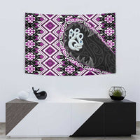 Purple Taniko Motif Aotearoa Manaia and Silver Fern Tapestry