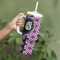 Purple Taniko Motif Aotearoa Manaia and Silver Fern Tumbler With Handle