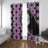 Purple Taniko Motif Aotearoa Manaia and Silver Fern Window Curtain
