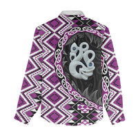 Purple Taniko Motif Aotearoa Manaia and Silver Fern Women Casual Shirt