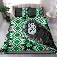 Green Taniko Motif Aotearoa Manaia and Silver Fern Bedding Set