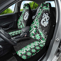 Green Taniko Motif Aotearoa Manaia and Silver Fern Car Seat Cover