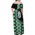 Green Taniko Motif Aotearoa Manaia and Silver Fern Family Matching Off Shoulder Maxi Dress and Hawaiian Shirt