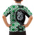 Green Taniko Motif Aotearoa Manaia and Silver Fern Family Matching Tank Maxi Dress and Hawaiian Shirt