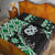 Green Taniko Motif Aotearoa Manaia and Silver Fern Quilt Bed Set