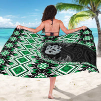 Green Taniko Motif Aotearoa Manaia and Silver Fern Sarong