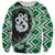 Green Taniko Motif Aotearoa Manaia and Silver Fern Sweatshirt