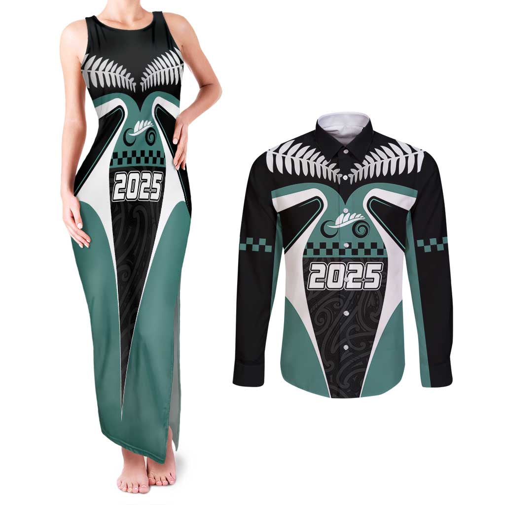 Custom New Zealand Bicycle 2025 Couples Matching Tank Maxi Dress and Long Sleeve Button Shirt