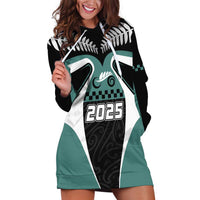 Custom New Zealand Bicycle 2025 Hoodie Dress LT03 Black-Teal - Polynesian Pride