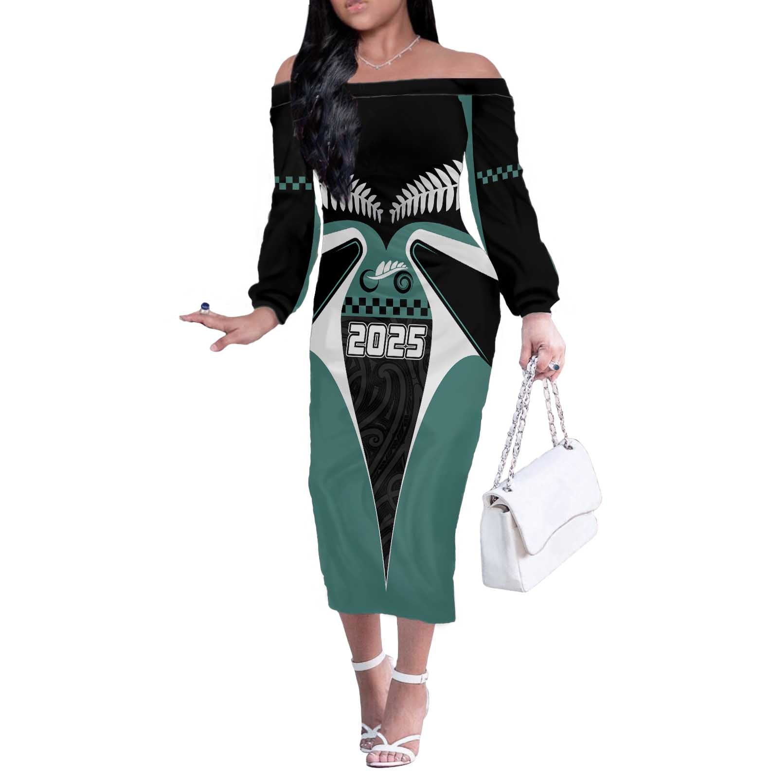 Custom New Zealand Bicycle 2025 Off The Shoulder Long Sleeve Dress