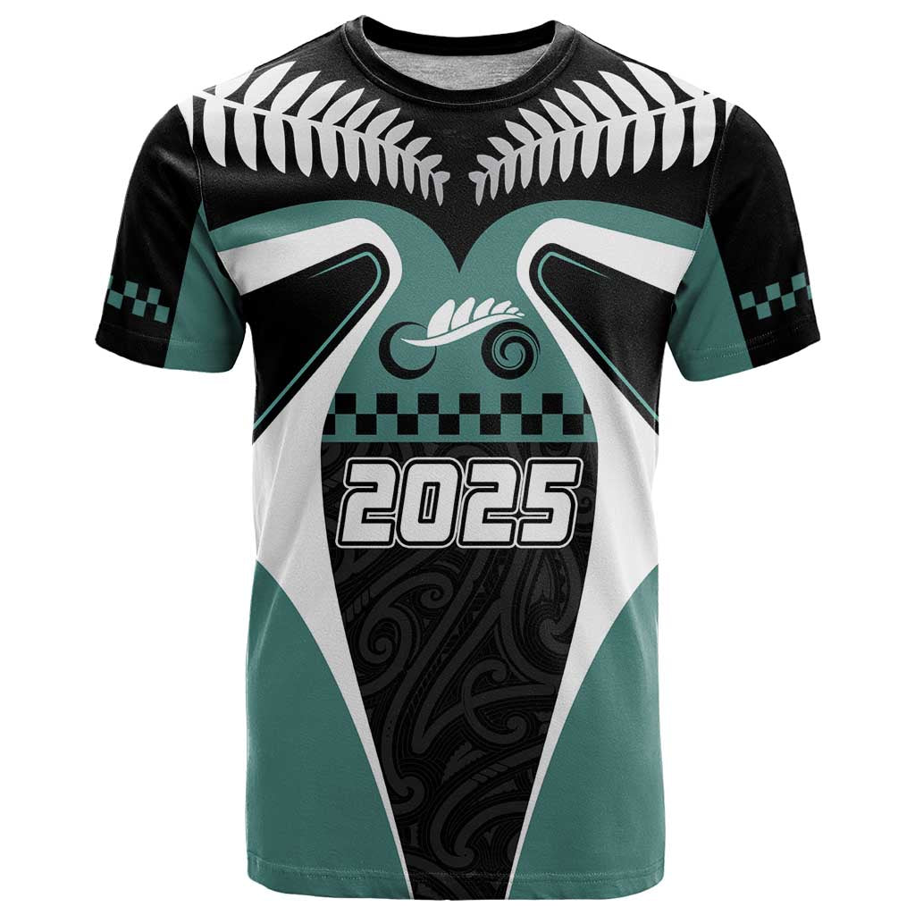 Custom New Zealand Bicycle 2025 T Shirt LT03 Black-Teal - Polynesian Pride