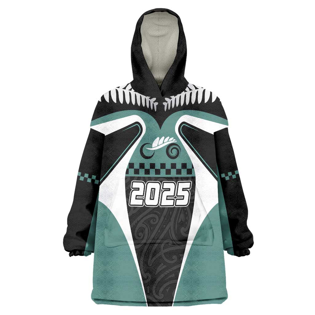 Custom New Zealand Bicycle 2025 Wearable Blanket Hoodie LT03 One Size Black-Teal - Polynesian Pride