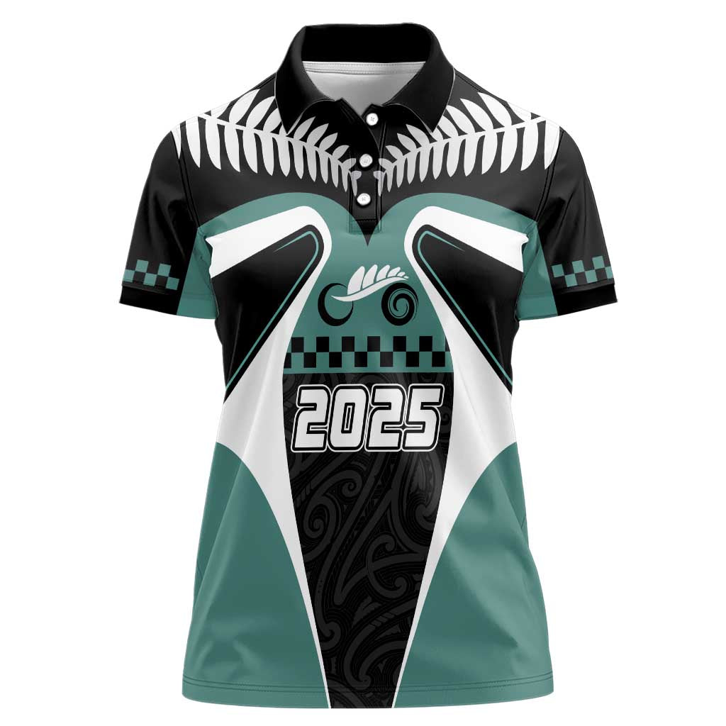 Custom New Zealand Bicycle 2025 Women Polo Shirt LT03 Female Black-Teal - Polynesian Pride