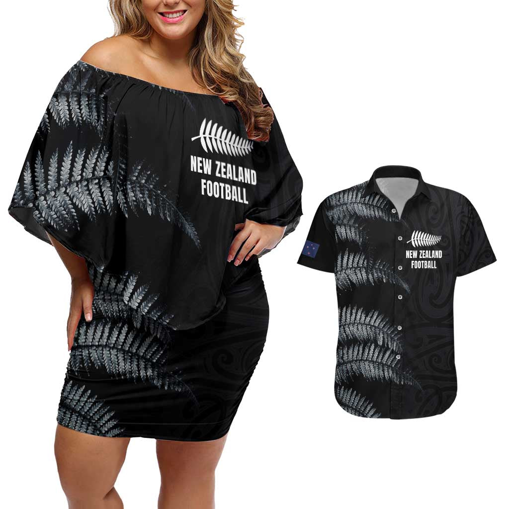Custom New Zealand Football-Towards World Cup 2026 Couples Matching Off Shoulder Short Dress and Hawaiian Shirt