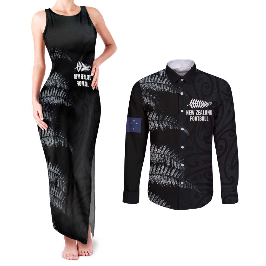 Custom New Zealand Football-Towards World Cup 2026 Couples Matching Tank Maxi Dress and Long Sleeve Button Shirt