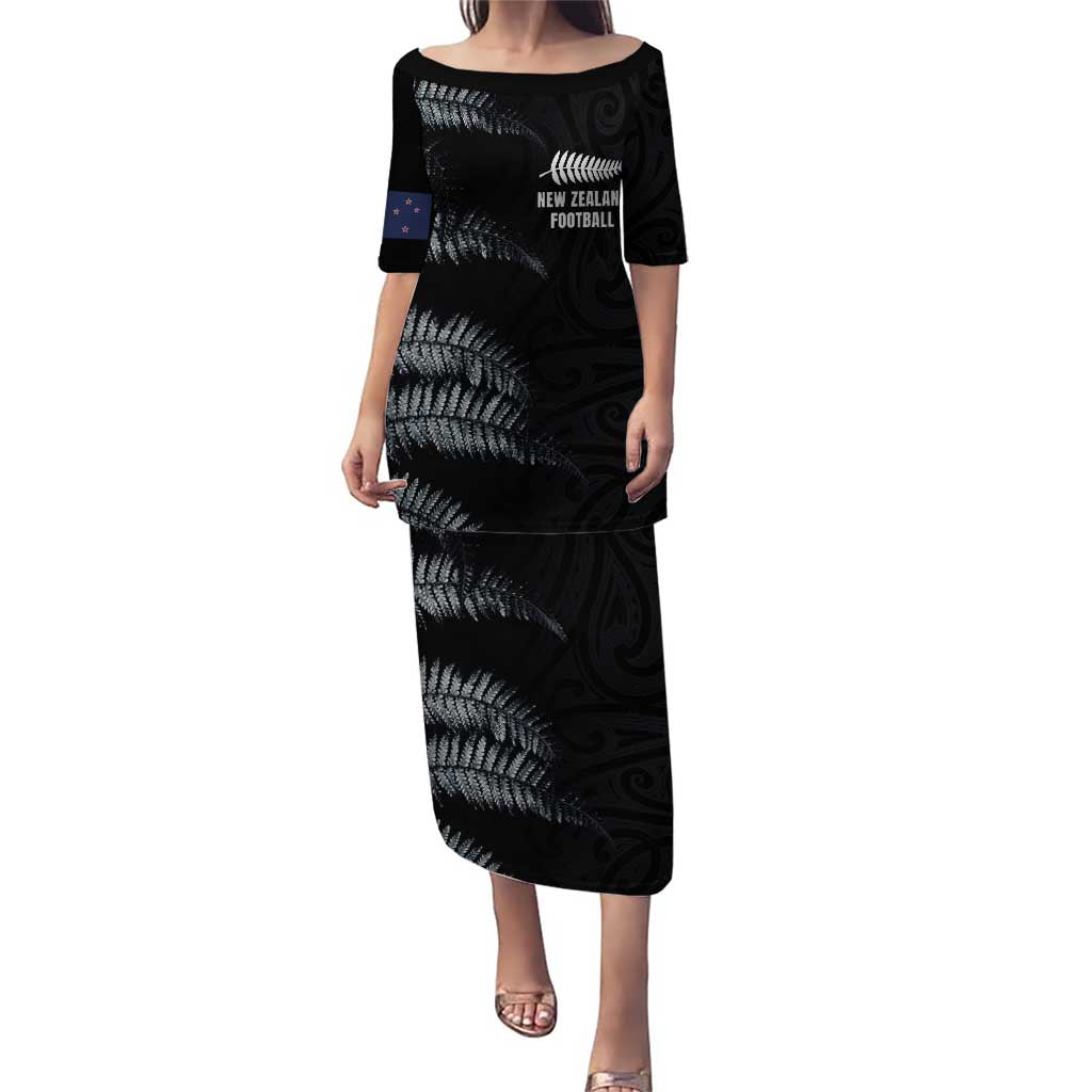 Custom New Zealand Football-Towards World Cup 2026 Puletasi LT03 Long Dress Black - Polynesian Pride