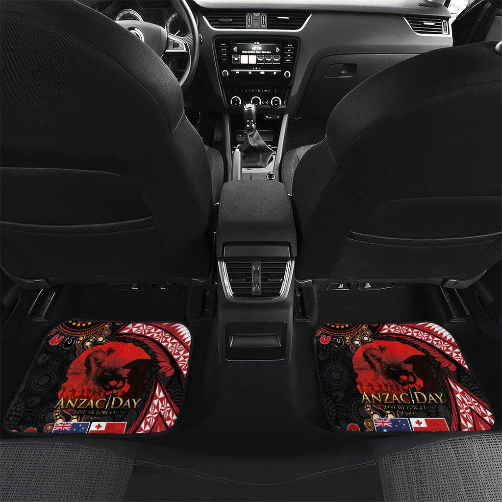 Tonga and Australia ANZAC Day Car Mats Aboriginal and Ngatu Art Pattern - Gallipoli Lest We Forget