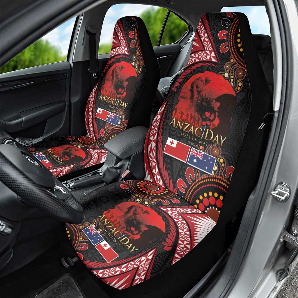 Tonga and Australia ANZAC Day Car Seat Cover Aboriginal and Ngatu Art Pattern - Gallipoli Lest We Forget