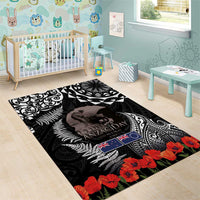 New Zealand and Cook Islands ANZAC Day Area Rug Gallipoli Lest We Forget Tatau Art Tribal and Maori Tattoo with Fern