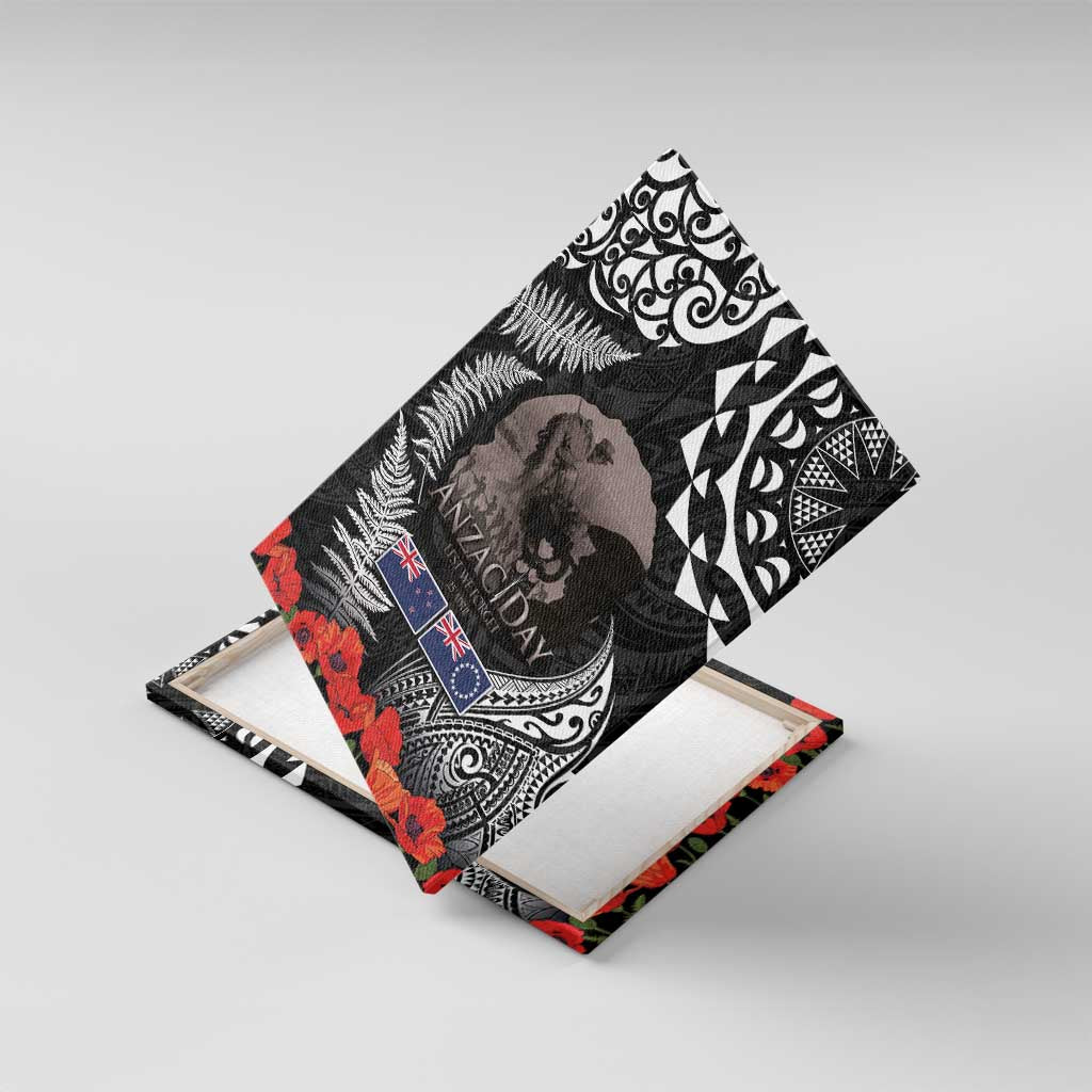 New Zealand and Cook Islands ANZAC Day Canvas Wall Art Gallipoli Lest We Forget Tatau Art Tribal and Maori Tattoo with Fern