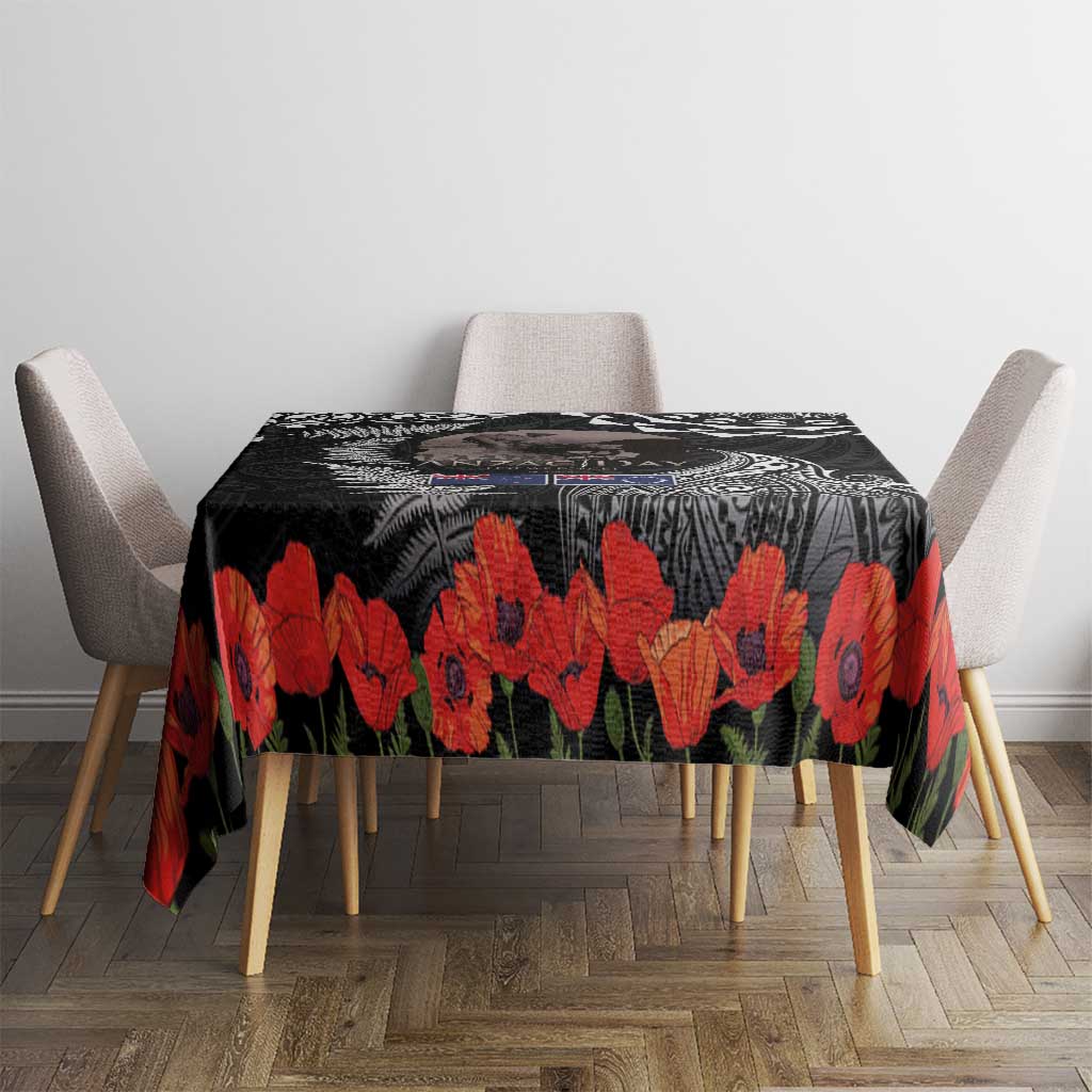 New Zealand and Cook Islands ANZAC Day Tablecloth Gallipoli Lest We Forget Tatau Art Tribal and Maori Tattoo with Fern