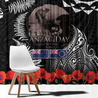 New Zealand and Cook Islands ANZAC Day Window Curtain Gallipoli Lest We Forget Tatau Art Tribal and Maori Tattoo with Fern