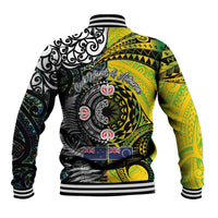 New Zealand and Cook Islands Together Baseball Jacket Tatau Art Tribal Pattern-Maori Tattoo with Fern and Paua Shell