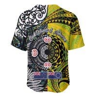 New Zealand and Cook Islands Together Baseball Jersey Tatau Art Tribal Pattern-Maori Tattoo with Fern and Paua Shell