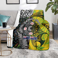 New Zealand and Cook Islands Together Blanket Tatau Art Tribal Pattern-Maori Tattoo with Fern and Paua Shell