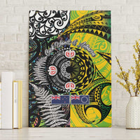 New Zealand and Cook Islands Together Canvas Wall Art Tatau Art Tribal Pattern-Maori Tattoo with Fern and Paua Shell