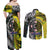 New Zealand and Cook Islands Together Couples Matching Off Shoulder Maxi Dress and Long Sleeve Button Shirt Tatau Art Tribal Pattern-Maori Tattoo with Fern and Paua Shell
