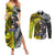 New Zealand and Cook Islands Together Couples Matching Summer Maxi Dress and Long Sleeve Button Shirt Tatau Art Tribal Pattern-Maori Tattoo with Fern and Paua Shell
